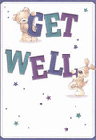 This delightful get well card is alive with the gentle optimism that defines Esher's close-knit community. Set against a creamy soft background, two playful characters-a huggable bear and a bright-eyed puppy-are caught mid-motion, each joyfully supporting the large, colourful letters that spell out 'Get Well.' The text shines in vibrant indigo and teal, its visual brightness as heartening as the first crocus blooms spotted in spring at Claremont Landscape Garden. Twinkling blue and lavender stars spill playfully across the card, lending the scene a whimsical, uplifting feel. The illustrated fur of both animals appears so soft and inviting that you almost sense the comfort of a warm embrace-a tactile reassurance akin to the calming touch of petals in a freshly arranged bouquet. With its mood of gentle celebration and emotional warmth, this card is perfect for pairing with a floral delivery to brighten a hospital room or living space anywhere in Esher or surrounding villages.
